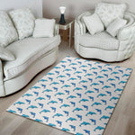 Watercolor Dolphin Pattern Print Area Rug