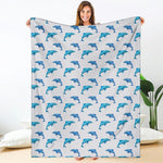 Watercolor Dolphin Pattern Print Blanket