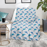 Watercolor Dolphin Pattern Print Blanket