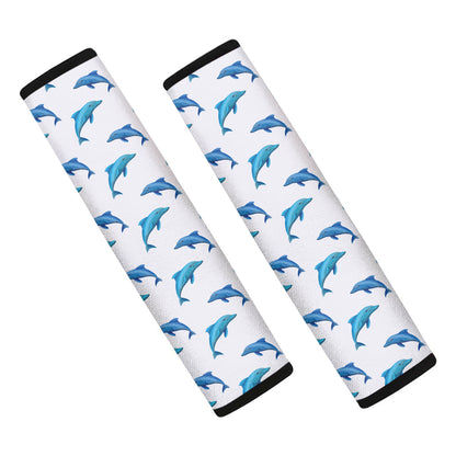 Watercolor Dolphin Pattern Print Car Seat Belt Covers