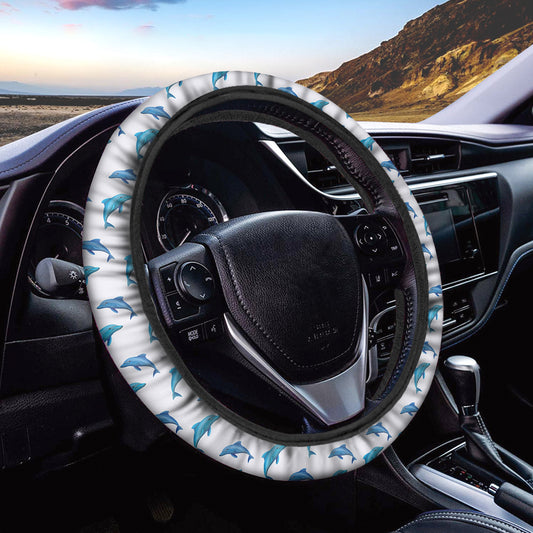 Watercolor Dolphin Pattern Print Car Steering Wheel Cover