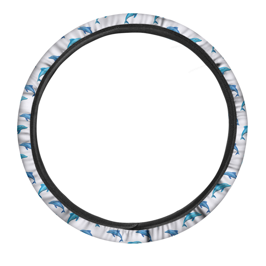 Watercolor Dolphin Pattern Print Car Steering Wheel Cover