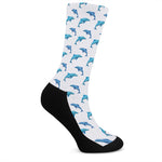 Watercolor Dolphin Pattern Print Crew Socks