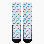 Watercolor Dolphin Pattern Print Crew Socks