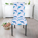 Watercolor Dolphin Pattern Print Dining Chair Slipcover