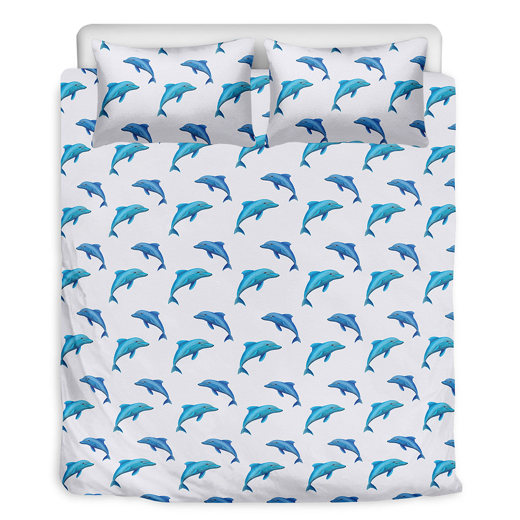 Watercolor Dolphin Pattern Print Duvet Cover Bedding Set