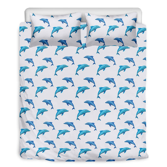 Watercolor Dolphin Pattern Print Duvet Cover Bedding Set