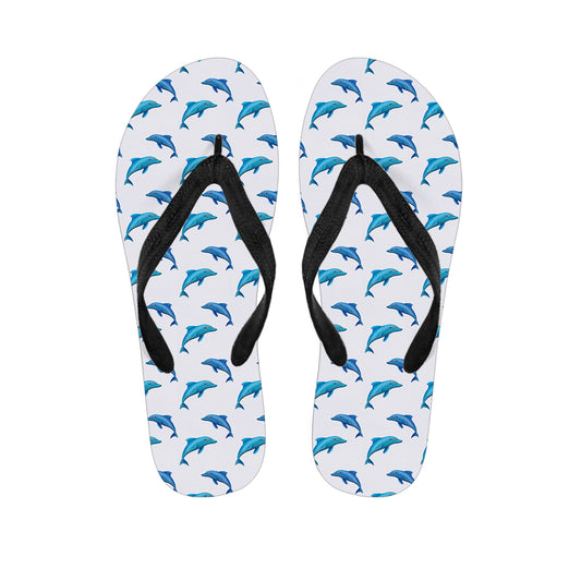 Watercolor Dolphin Pattern Print Flip Flops
