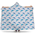 Watercolor Dolphin Pattern Print Hooded Blanket