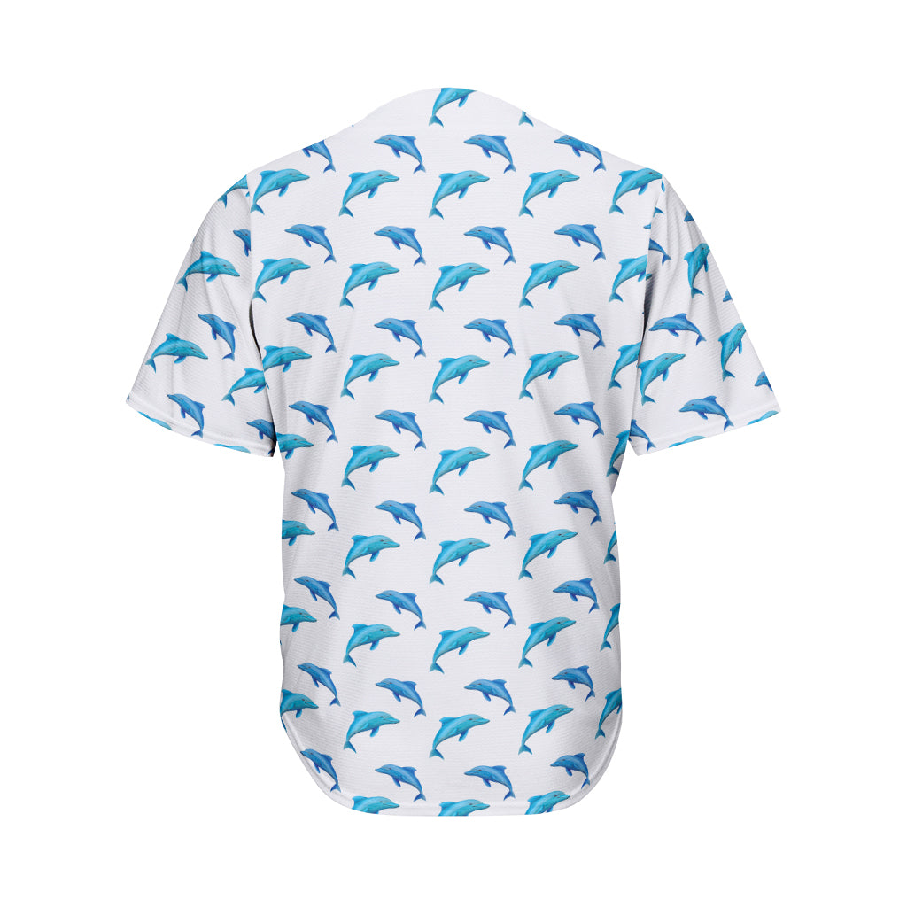 Watercolor Dolphin Pattern Print Men's Baseball Jersey