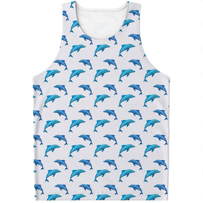 Watercolor Dolphin Pattern Print Men's Tank Top