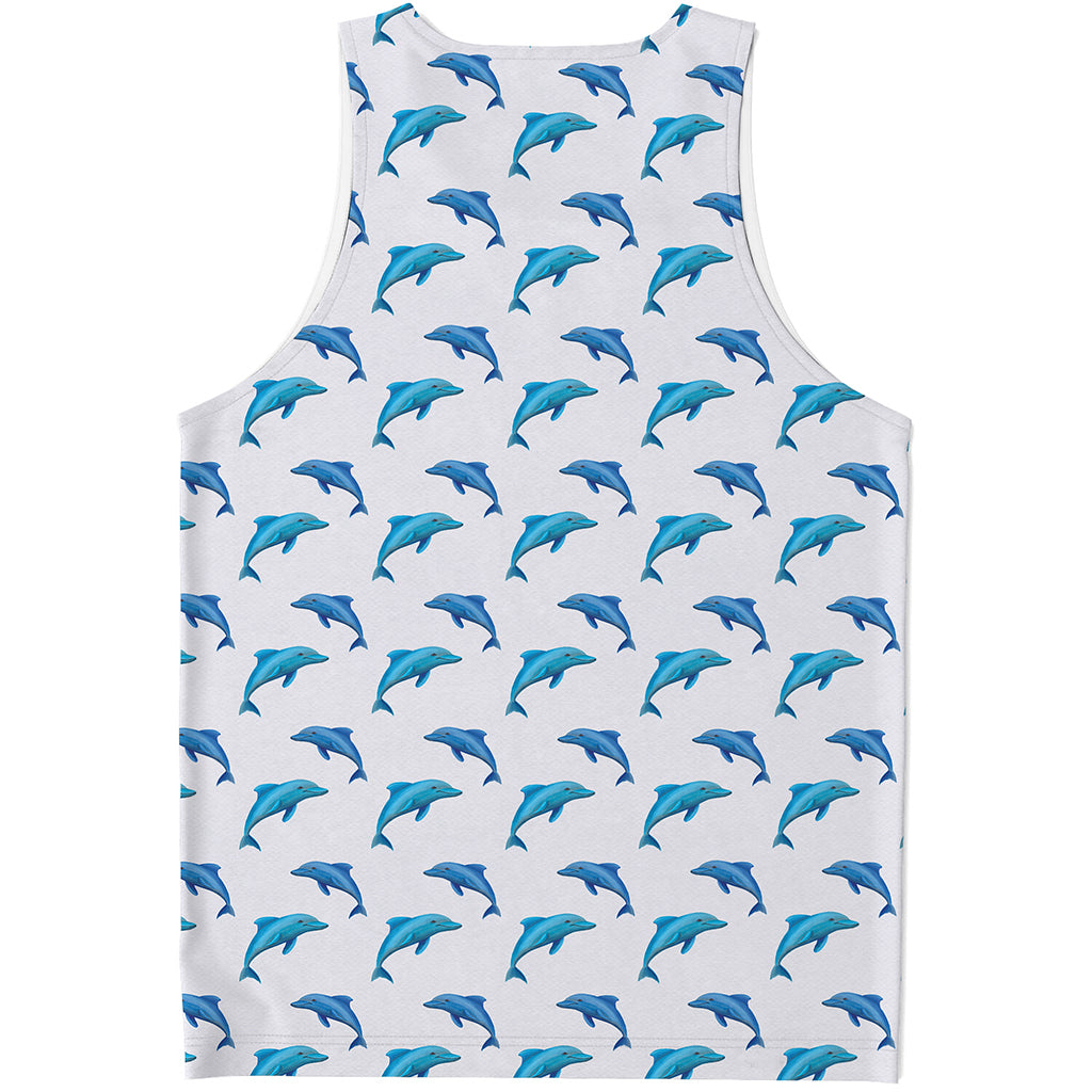 Watercolor Dolphin Pattern Print Men's Tank Top