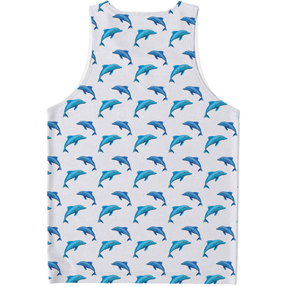 Watercolor Dolphin Pattern Print Men's Tank Top