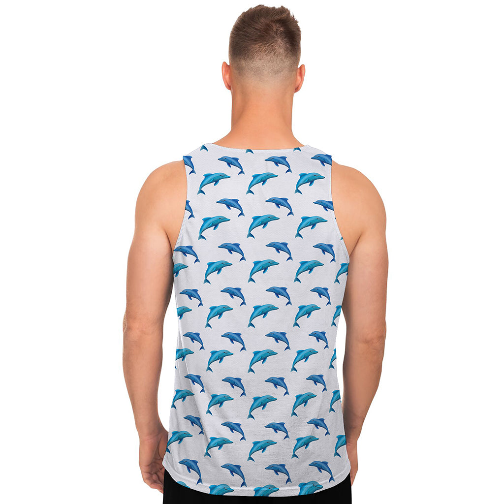 Watercolor Dolphin Pattern Print Men's Tank Top