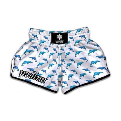 Watercolor Dolphin Pattern Print Muay Thai Boxing Shorts
