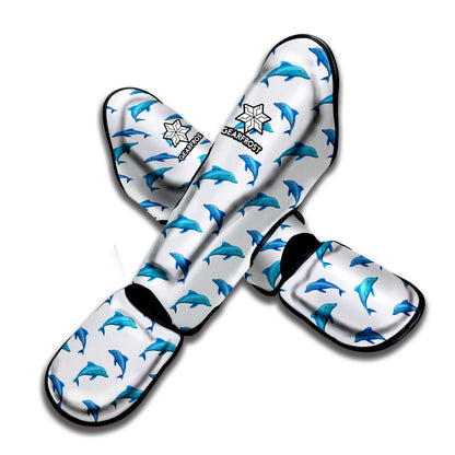 Watercolor Dolphin Pattern Print Muay Thai Shin Guard