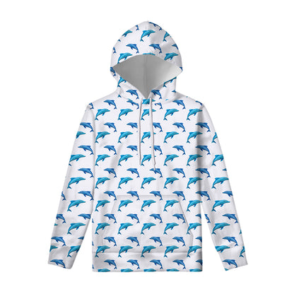 Watercolor Dolphin Pattern Print Pullover Hoodie