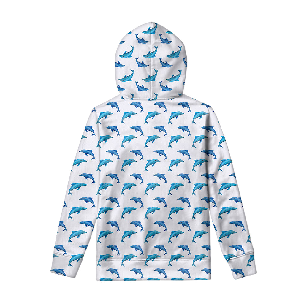 Watercolor Dolphin Pattern Print Pullover Hoodie