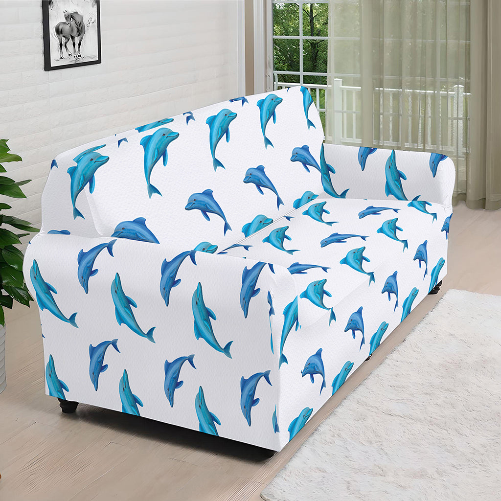 Watercolor Dolphin Pattern Print Sofa Cover