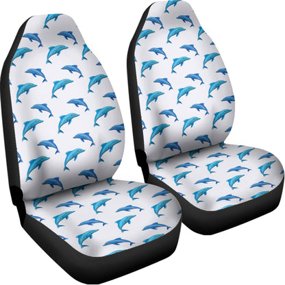 Watercolor Dolphin Pattern Print Universal Fit Car Seat Covers