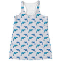 Watercolor Dolphin Pattern Print Women's Racerback Tank Top