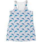 Watercolor Dolphin Pattern Print Women's Racerback Tank Top