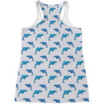 Watercolor Dolphin Pattern Print Women's Racerback Tank Top