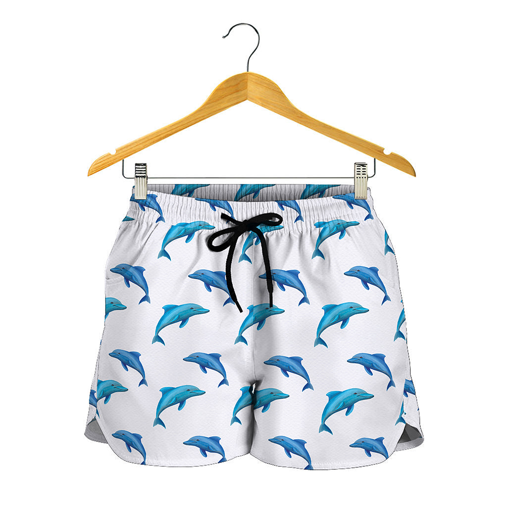 Watercolor Dolphin Pattern Print Women's Shorts