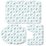 Watercolor Dragonfly Pattern Print 3 Piece Bath Mat Set