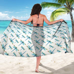 Watercolor Dragonfly Pattern Print Beach Sarong Wrap