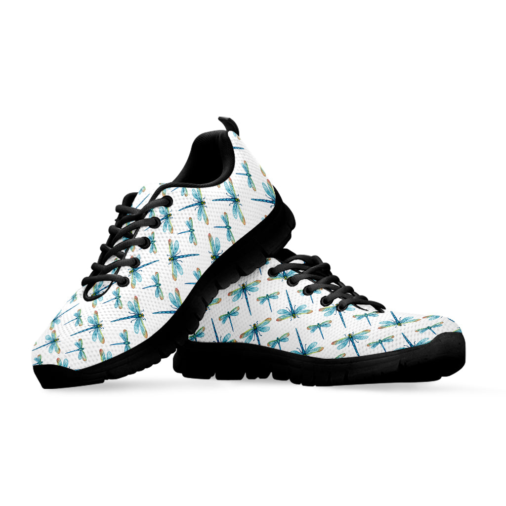 Watercolor Dragonfly Pattern Print Black Sneakers