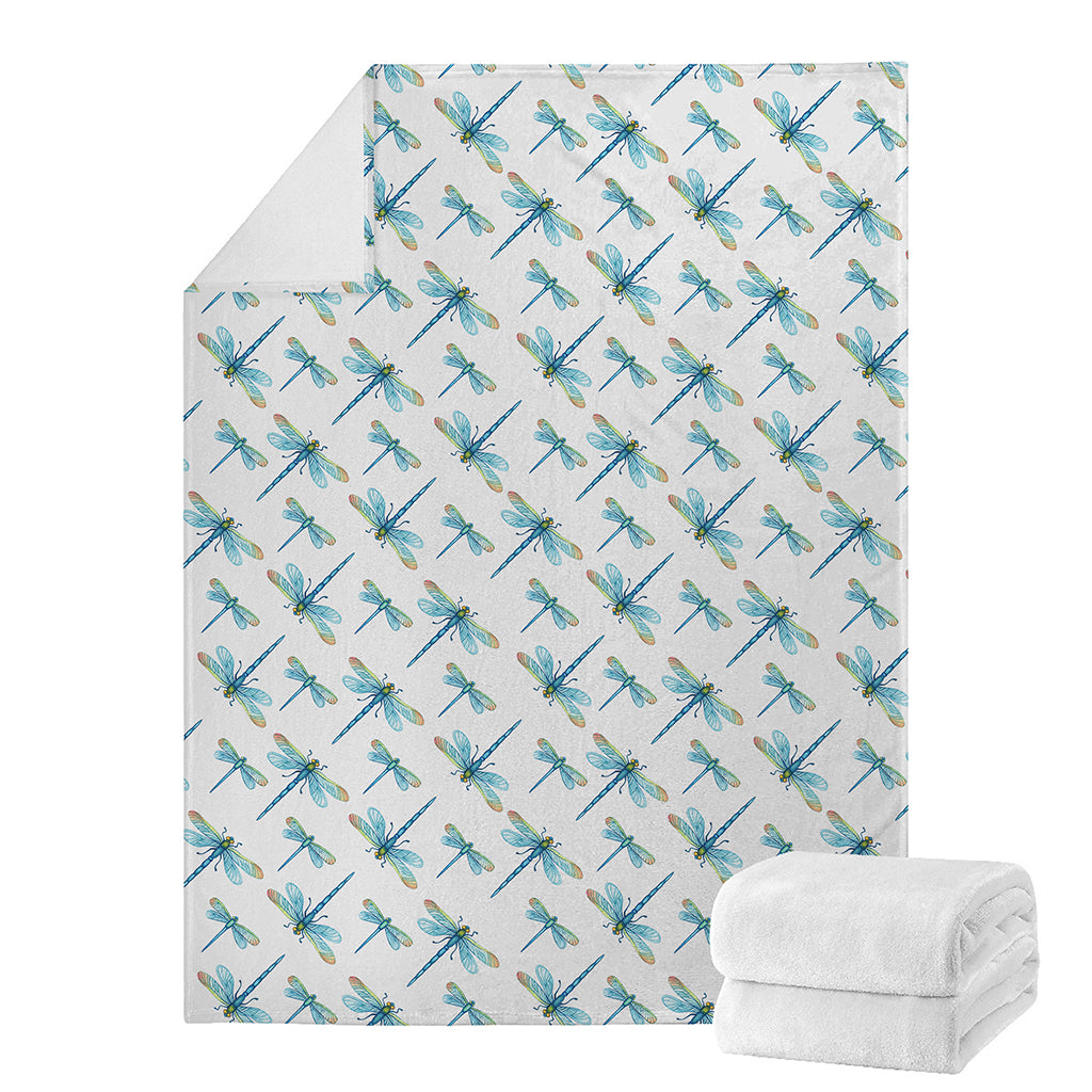 Watercolor Dragonfly Pattern Print Blanket