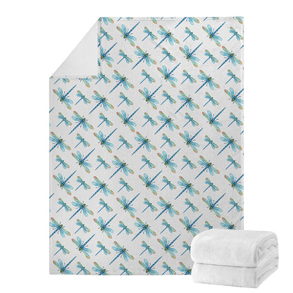 Watercolor Dragonfly Pattern Print Blanket