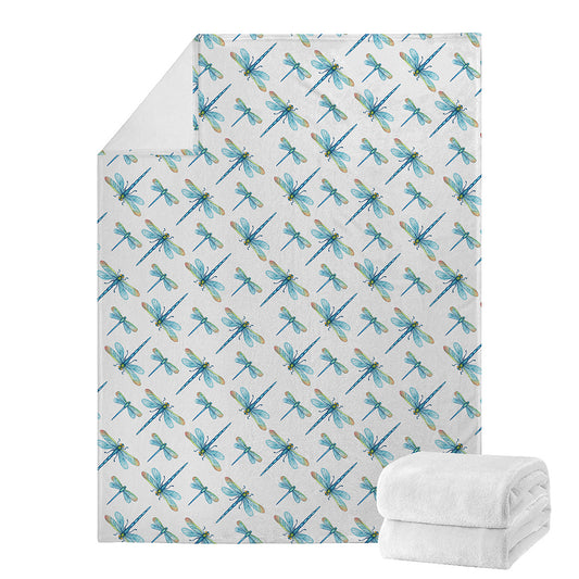 Watercolor Dragonfly Pattern Print Blanket