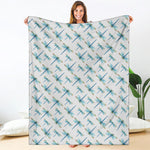 Watercolor Dragonfly Pattern Print Blanket