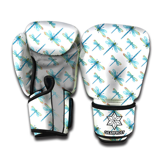 Watercolor Dragonfly Pattern Print Boxing Gloves