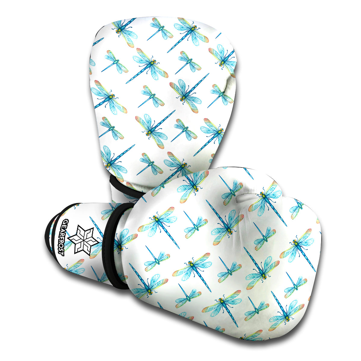 Watercolor Dragonfly Pattern Print Boxing Gloves