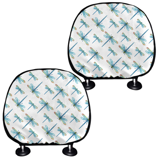 Watercolor Dragonfly Pattern Print Car Headrest Covers