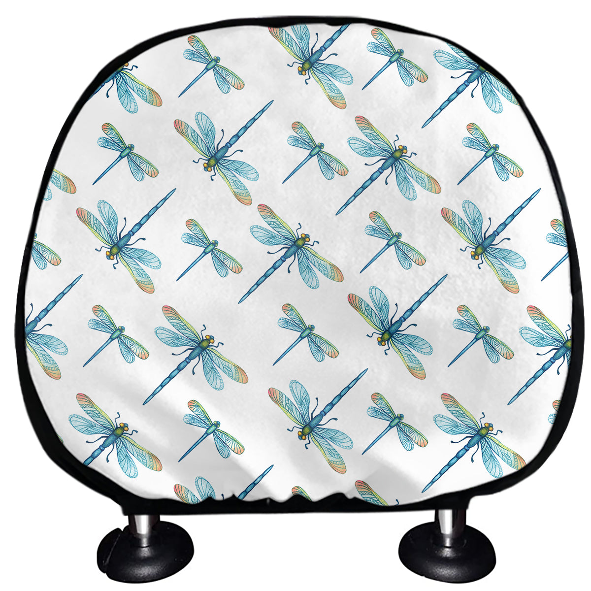 Watercolor Dragonfly Pattern Print Car Headrest Covers
