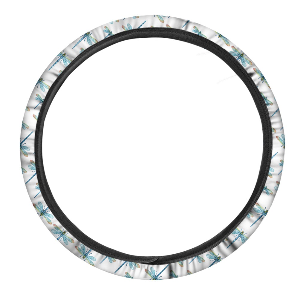 Watercolor Dragonfly Pattern Print Car Steering Wheel Cover