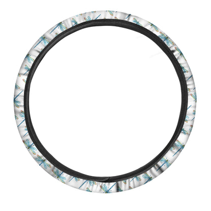 Watercolor Dragonfly Pattern Print Car Steering Wheel Cover