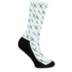 Watercolor Dragonfly Pattern Print Crew Socks