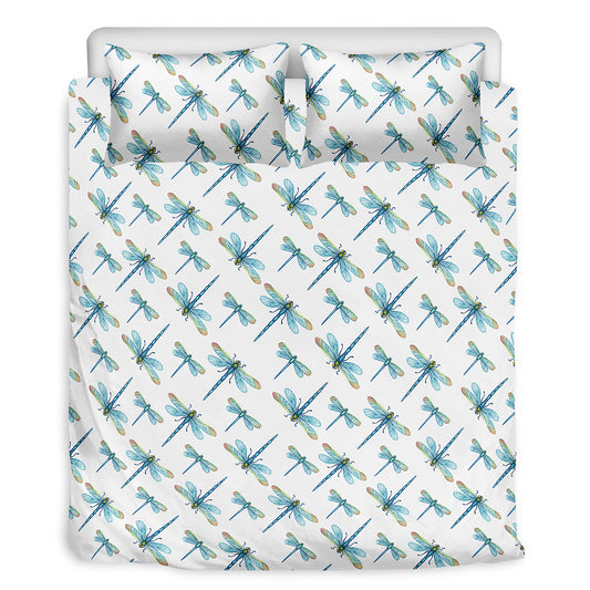 Watercolor Dragonfly Pattern Print Duvet Cover Bedding Set