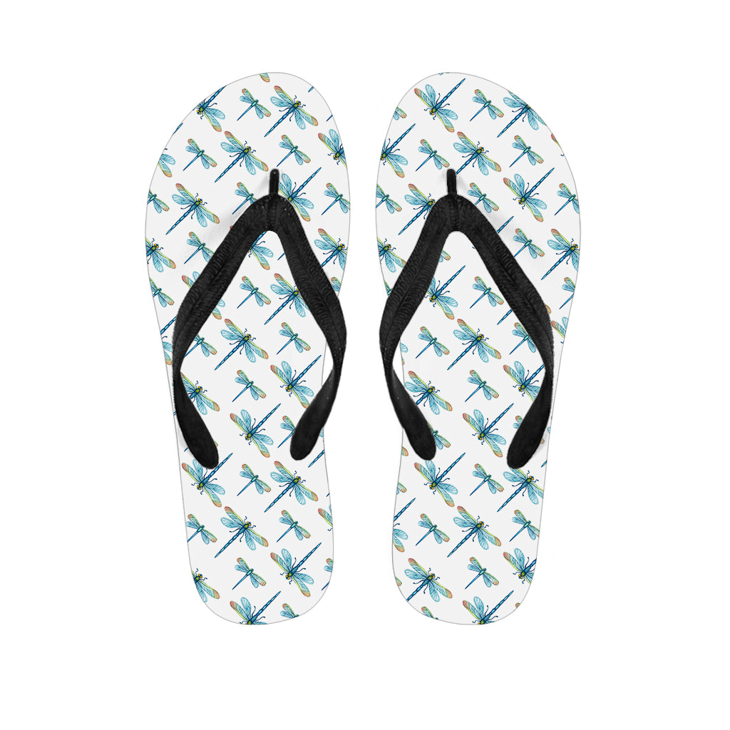 Watercolor Dragonfly Pattern Print Flip Flops