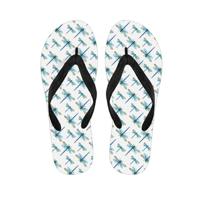 Watercolor Dragonfly Pattern Print Flip Flops