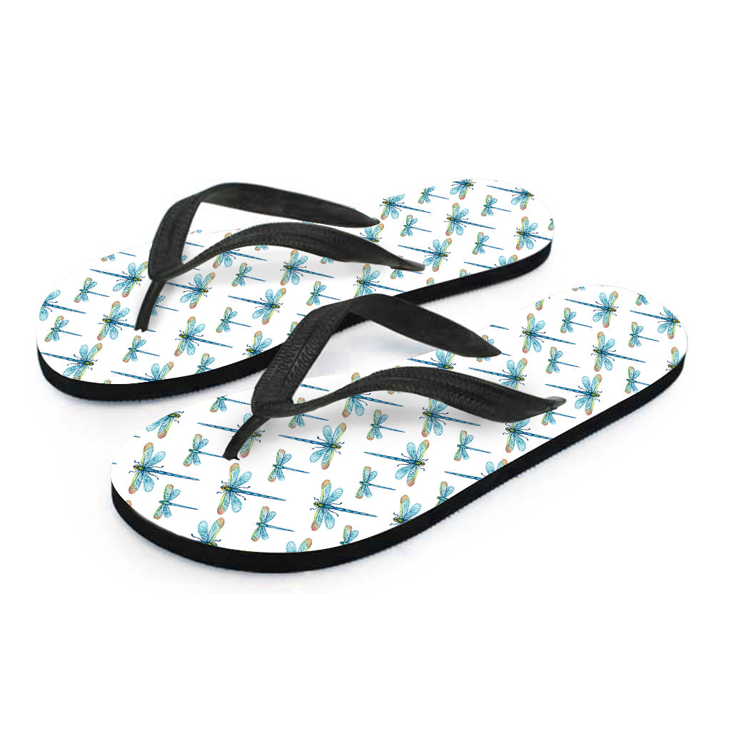 Watercolor Dragonfly Pattern Print Flip Flops