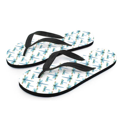 Watercolor Dragonfly Pattern Print Flip Flops