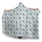 Watercolor Dragonfly Pattern Print Hooded Blanket