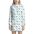 Watercolor Dragonfly Pattern Print Pullover Hoodie Dress