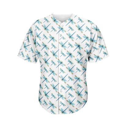 Watercolor Dragonfly Pattern Print Men's Baseball Jersey